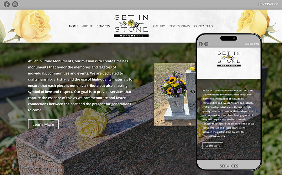 Set in Stone Monuments website design Set in Stone Monuments website design